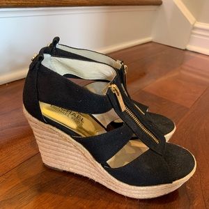 Michael Kors platform wedge black sandals size 5.5M